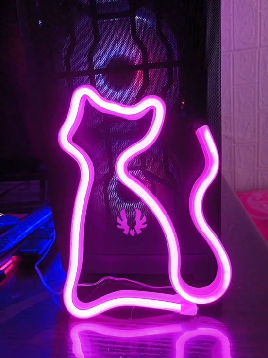 Niedliche Katzen-Neonlampe – USB-Betrieb, Pink, Für Zimmer, Party & Deko